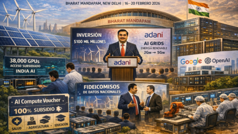 India reforzó su estrategia de soberanía tecnológica y liderazgo en el denominado “Sur Global” durante el India–AI Impact Summit 2026, celebrado del 16 al 20 de febrero en Bharat Mandapam, en Nueva Delhi. La cumbre centró su agenda en desarrollo, autonomía digital e impacto social, desplazando el énfasis tradicional sobre los riesgos existenciales de la inteligencia artificial hacia una visión orientada a infraestructura, regulación y acceso al cómputo. Infraestructura y energía: el plan de Adani Uno de los anuncios más relevantes fue el del Grupo Adani, que informó una inversión de 100.000 millones de dólares para desarrollar centros de datos de IA alimentados por energía renovable hasta 2035. La meta es escalar su capacidad instalada de 2 GW a 5 GW y consolidar una plataforma soberana de energía y cómputo. El conglomerado proyecta desplegar “AI Grids” —infraestructuras de procesamiento vinculadas a generación eléctrica propia, principalmente solar y eólica— con la intención de exportar servicios de inteligencia artificial a países de África y el Sudeste Asiático. La estrategia combina energía de bajo costo con hardware avanzado para competir en precios frente a grandes proveedores internacionales de nube. Democratización del cómputo A través de la iniciativa gubernamental IndiaAI, el país ofrece acceso a más de 38.000 GPUs a tarifas subsidiadas inferiores a 100 rupias por hora (aproximadamente 1,20 dólares), menos de la mitad del promedio global en servicios comerciales de nube. El esquema contempla subsidios de hasta el 100% para startups en etapa temprana e instituciones académicas mediante el “AI Compute Voucher”, orientado a proyectos de impacto social en áreas como salud, agricultura y educación. También se otorgan créditos para el uso de infraestructura local, con el objetivo de evitar que empresas emergentes migren sus presupuestos a proveedores extranjeros. Regulación y fideicomisos de datos En el ámbito regulatorio, la cumbre propuso el concepto de “Fideicomisos de Datos Nacionales”, un modelo según el cual empresas extranjeras deberían pagar regalías directas a ciudadanos o al Estado por el uso de datos locales en el entrenamiento de modelos de IA. Un panel gubernamental planteó que las compañías tecnológicas compartan ingresos con creadores de contenido y con el Estado cuando utilicen datos nacionales, cuestionando el modelo tradicional de “uso justo” defendido por varias multinacionales. Asimismo, se presentó la plataforma Benchmarking Open Data (BODH), que permite evaluar modelos de IA sin exponer los conjuntos de datos subyacentes, con el fin de preservar la soberanía digital. Impacto en empresas tecnológicas globales Las nuevas directrices han llevado a ajustes por parte de compañías internacionales. OpenAI ha comenzado a implementar medidas de residencia de datos en India para atraer sectores sensibles como finanzas y salud. Por su parte, Google anunció una inversión de 15.000 millones de dólares en centros de datos en el sur del país, mientras que OpenAI proyecta un centro de datos de 1 GW como parte de su expansión en Asia. En paralelo, la disponibilidad de infraestructura subsidiada bajo la Misión IndiaAI ofrece a pymes y startups locales una alternativa frente a los servicios de nube de grandes proveedores internacionales. Ecosistema local y “soberanía lingüística” El acceso a cómputo a bajo costo ha favorecido el desarrollo de modelos fundacionales en idiomas locales. Startups como Krutrim (vinculada a Ola) y Sarvam AI utilizan estos subsidios para entrenar sistemas en los 22 idiomas oficiales de India, un proceso que, según el planteamiento oficial, resultaría financieramente más complejo en nubes comerciales extranjeras. Algunas empresas emergentes también han comenzado a ofrecer servicios de API a compañías en Vietnam, Indonesia y Kenia, apoyadas en la infraestructura local subsidiada. Incentivos fiscales y manufactura de hardware El presupuesto federal 2026-2027 incorporó un conjunto de incentivos para consolidar a India como centro de producción de hardware de IA. Entre las medidas destacan: Exención fiscal hasta 2047 para empresas extranjeras de nube que utilicen centros de datos en India para clientes globales. Incentivos del 4% al 5% sobre ventas incrementales de hardware fabricado localmente bajo el esquema PLI 2.0. Subsidios para la fabricación de componentes electrónicos críticos a través del Electronic Components Scheme. Apoyo financiero para diseño y manufactura de semiconductores bajo la India Semiconductor Mission 2.0. Eliminación de aranceles para maquinaria vinculada a celdas de litio, minerales críticos y equipos de procesamiento desde febrero de 2026. El esquema también contempla beneficios logísticos y fiscales para posicionar al país como centro de distribución hacia economías emergentes. Empresas como Dell, HP, Foxconn y Dixon Technologies operan bajo estos programas con metas de producción que, según estimaciones oficiales, podrían alcanzar los 40.000 millones de dólares en los próximos años. Un giro hacia la soberanía tecnológica La combinación de infraestructura energética propia, subsidios al cómputo, regulación de datos y estímulos a la manufactura configura una estrategia integral orientada a fortalecer la autonomía tecnológica del país y ampliar su influencia en el Sur Global. El AI Impact Summit 2026 consolidó esta visión, situando a India como un actor central en la reconfiguración del ecosistema global de inteligencia artificial.